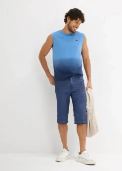 Clearance Stretch-Long-Bermuda in gewaschener Optik, Regular Fit Herren Große Größen|Shorts