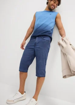 Clearance Stretch-Long-Bermuda in gewaschener Optik, Regular Fit Herren Große Größen|Shorts