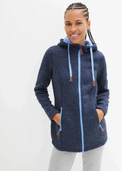 Damen bonprix Jacken & Mäntel|Sweat|Strickfleecejacke mit Kapuze