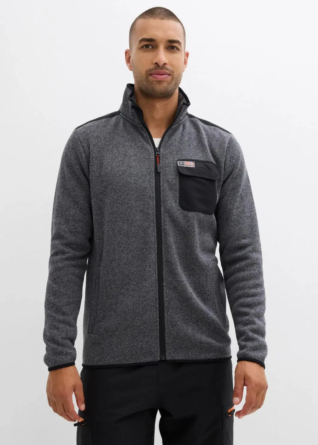 Herren bonprix Große Größen|Outdoorbekleidung|Strickfleecejacke mit praktischen Taschen und sportiven Details