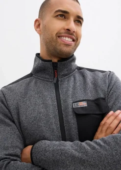 Herren bonprix Große Größen|Outdoorbekleidung|Strickfleecejacke mit praktischen Taschen und sportiven Details