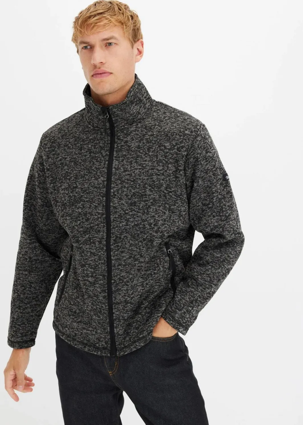 Clearance Strick-Fleecejacke mit Teddyfutter Herren Große Größen|Outdoorbekleidung