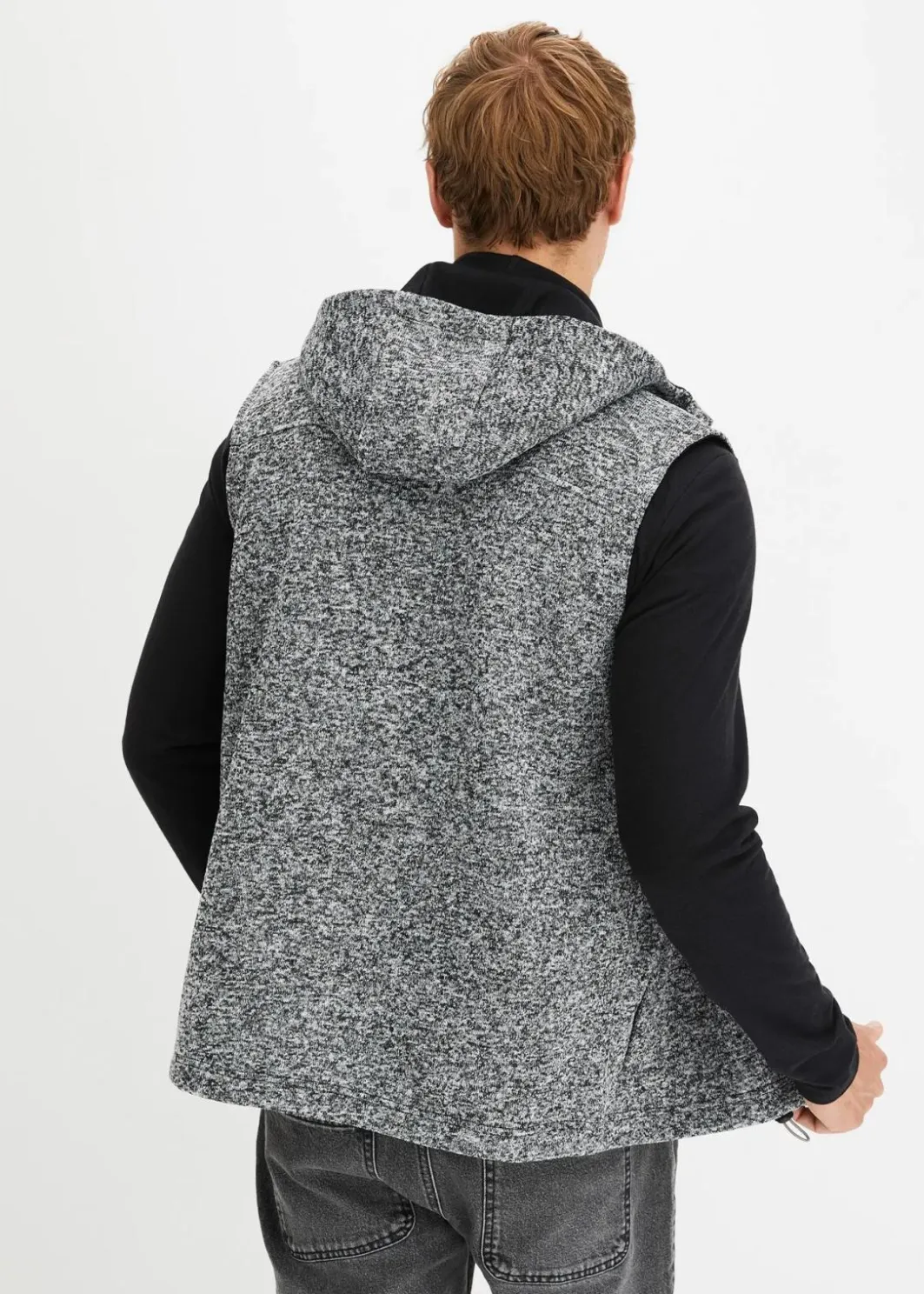 Sale Strickfleece-Weste mit Kapuze Herren Große Größen|Outdoorbekleidung