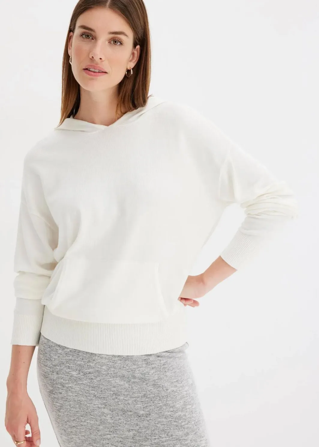 Sale Strick-Hoodie mit Kängurutasche aus Viskose-Mix Damen Nachhaltigere Materialien|Pullover & Strickjacken