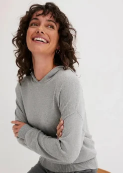 Damen bonprix Bekleidung·Umstandsmode|Strickmode|Strick-Hoodie mit Kängurutasche aus Viskose-Mix