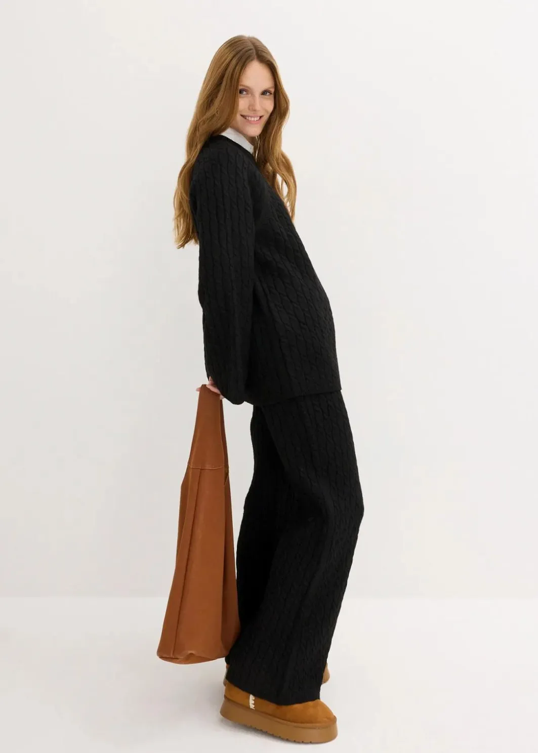 Sale Strickhose mit Zopfmuster Damen Bekleidung·Kleider|Hosen