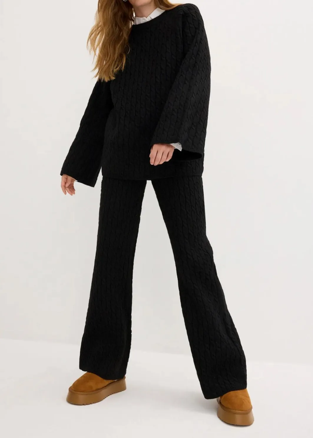 Sale Strickhose mit Zopfmuster Damen Bekleidung·Kleider|Hosen