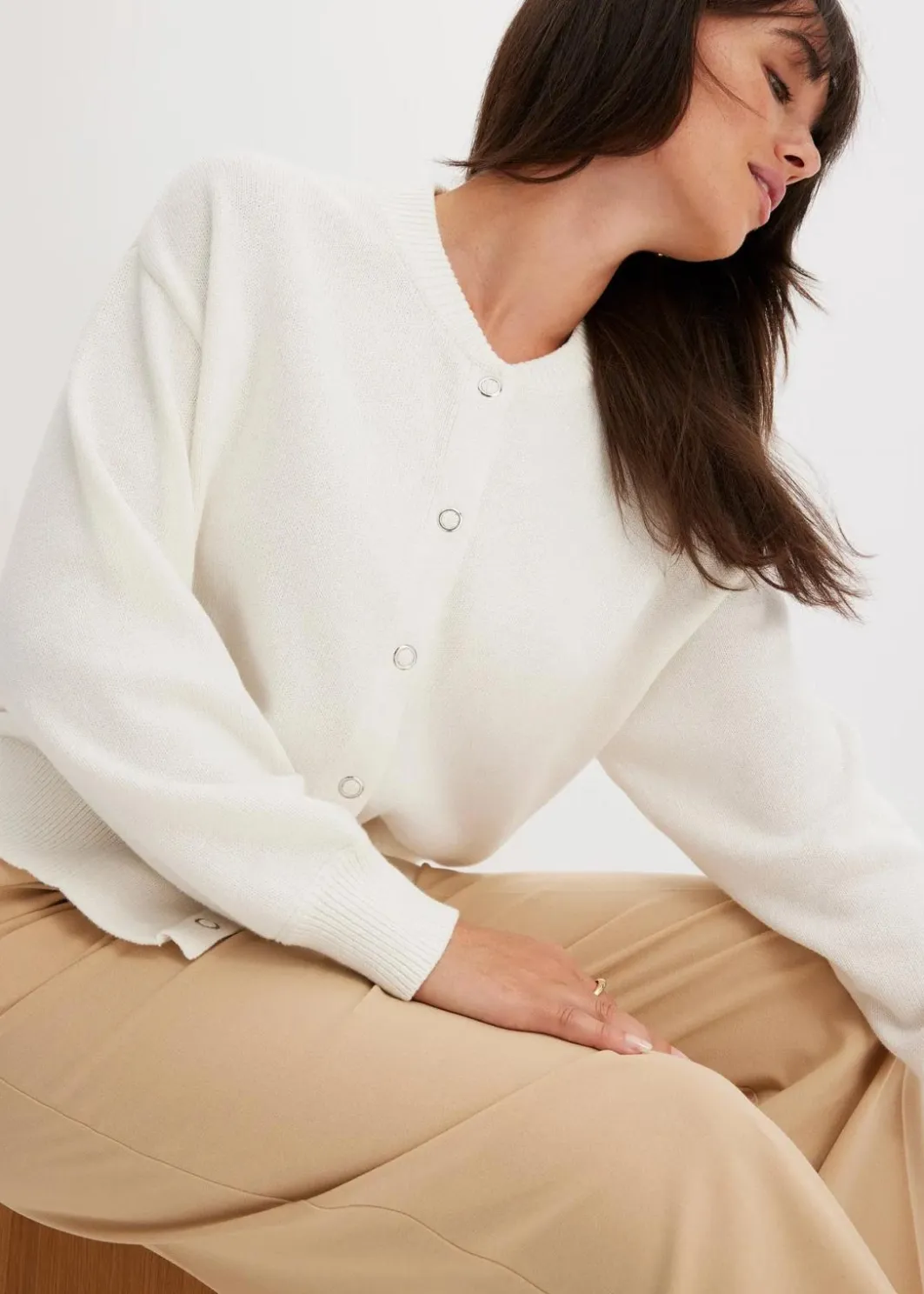 Damen bonprix Bekleidung·Umstandsmode|Pullover & Strickjacken|Strickjacke aus reiner Baumwolle