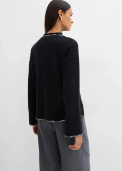 Damen bonprix Bekleidung·Umstandsmode|Bekleidung·Jeans|Strickjacke aus Wollmix mit Kontrastdetails