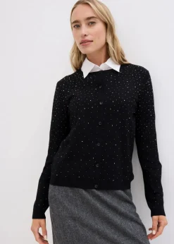 Damen bonprix Bekleidung·Umstandsmode|Strickmode|Strickjacke mit Glitzersteinchen