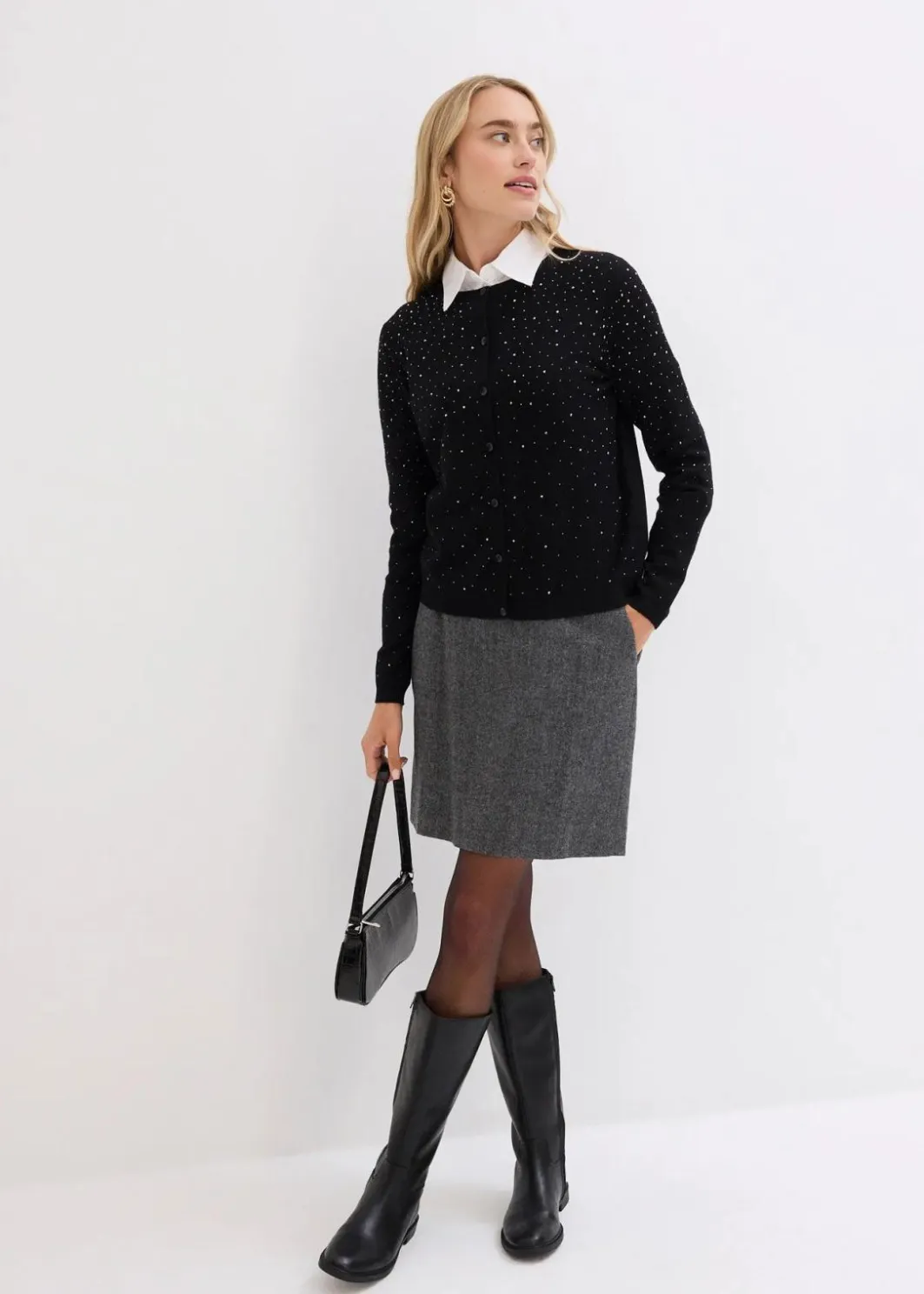 Damen bonprix Bekleidung·Umstandsmode|Strickmode|Strickjacke mit Glitzersteinchen
