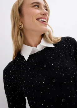Damen bonprix Bekleidung·Umstandsmode|Strickmode|Strickjacke mit Glitzersteinchen