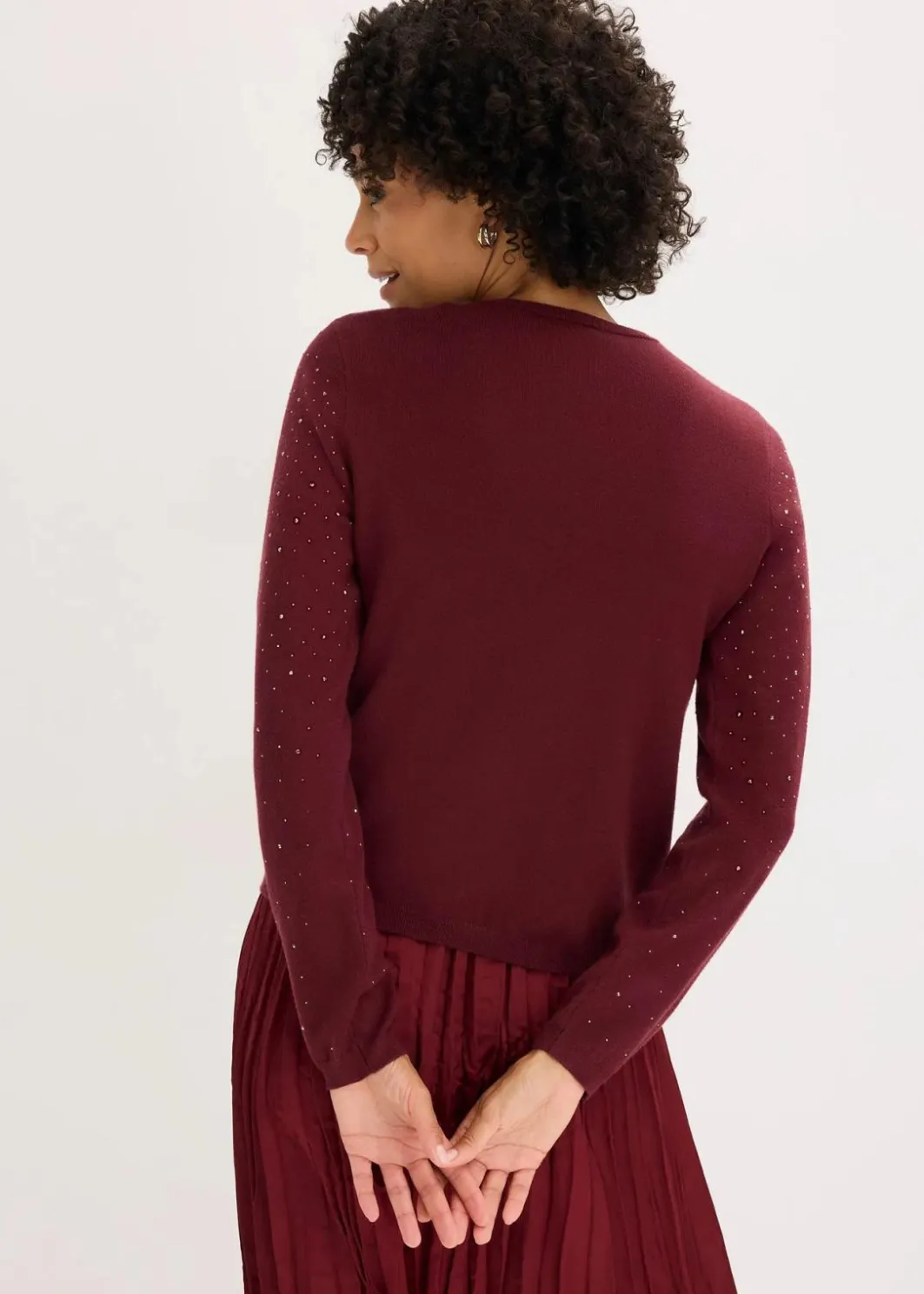 Damen bonprix Bekleidung·Umstandsmode|Strickmode|Strickjacke mit Glitzersteinchen