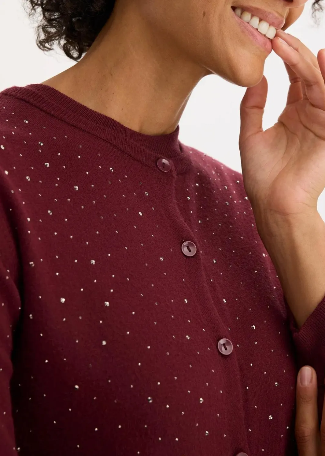 Damen bonprix Bekleidung·Umstandsmode|Strickmode|Strickjacke mit Glitzersteinchen