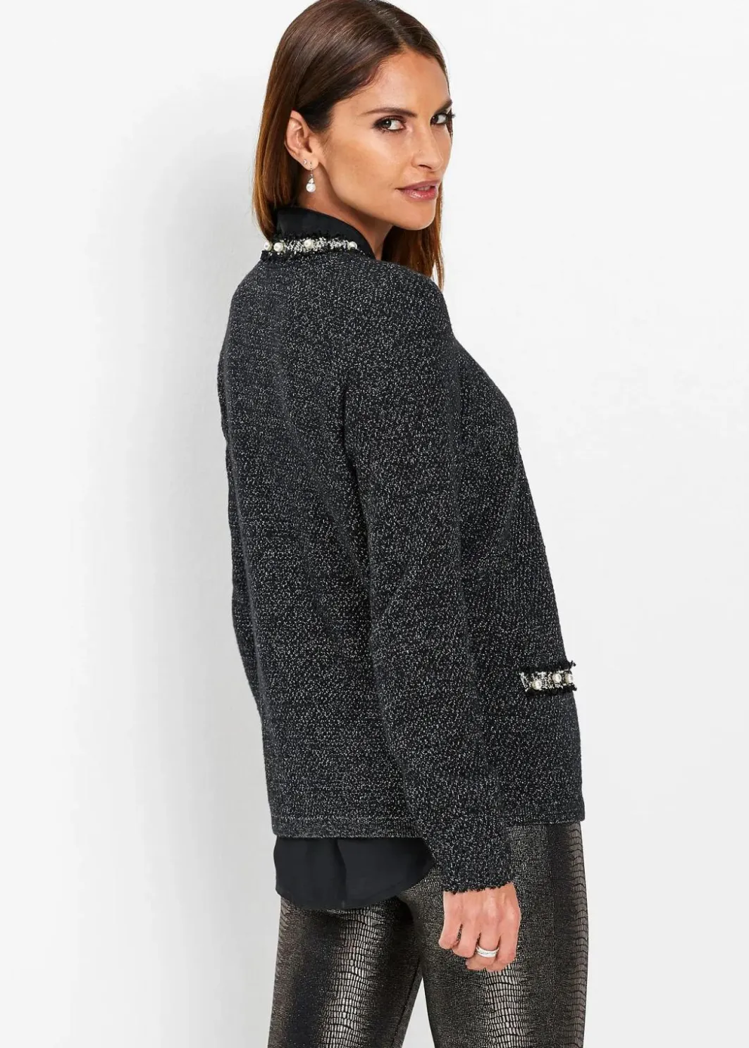 Damen bonprix Bekleidung·Umstandsmode|Bekleidung·Jeans|Strickjacke mit Perlen