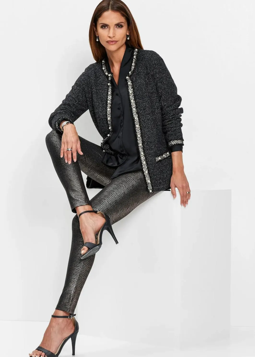 Damen bonprix Bekleidung·Umstandsmode|Bekleidung·Jeans|Strickjacke mit Perlen