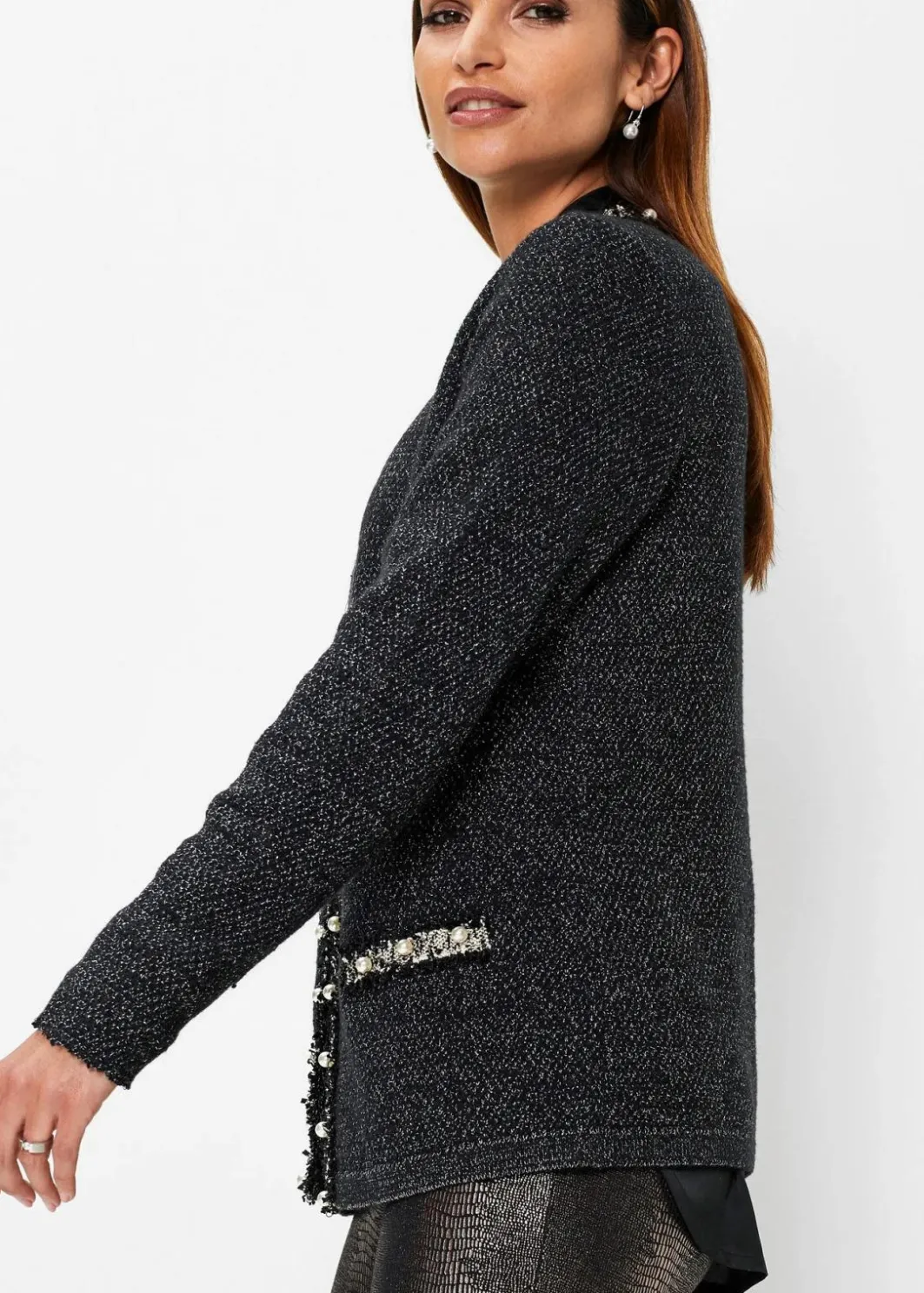 Damen bonprix Bekleidung·Umstandsmode|Bekleidung·Jeans|Strickjacke mit Perlen
