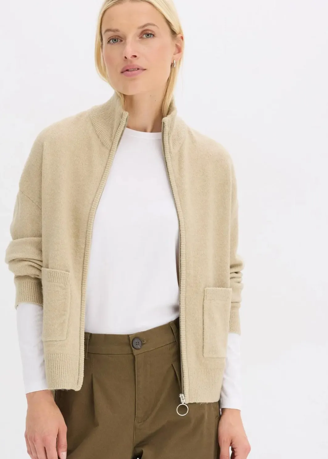 Damen bonprix Bekleidung·Umstandsmode|Strickmode|Strickjacke mit Reißverschluss