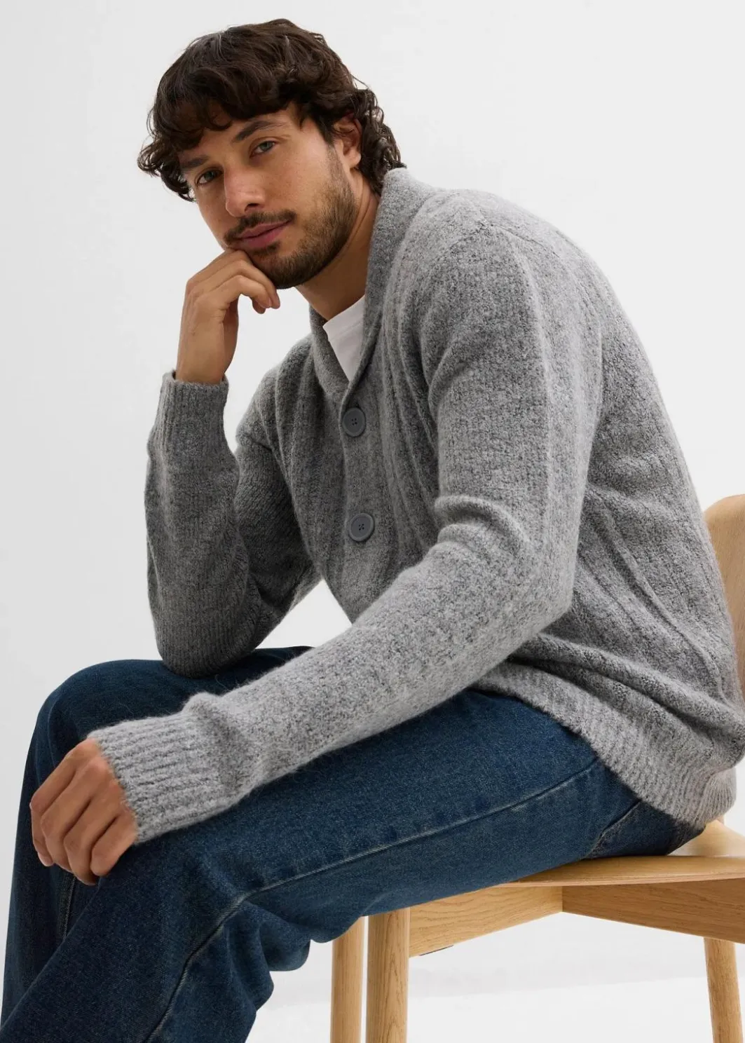 Hot Strickjacke mit Rippenmuster Herren Pullover & Strickjacken|Große Größen