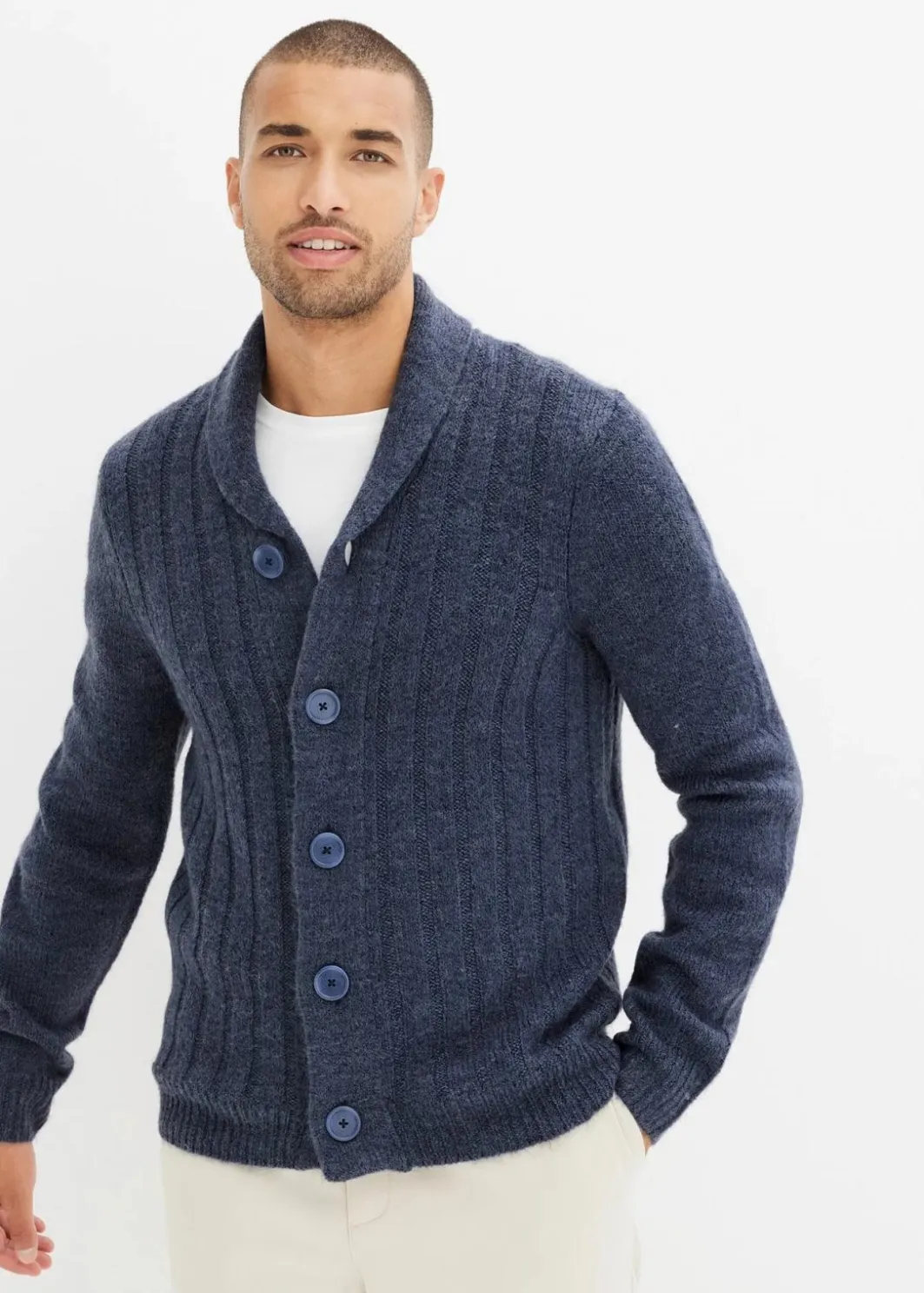 Herren bonprix Große Größen|Pullover & Strickjacken|Strickjacke mit Rippenmuster