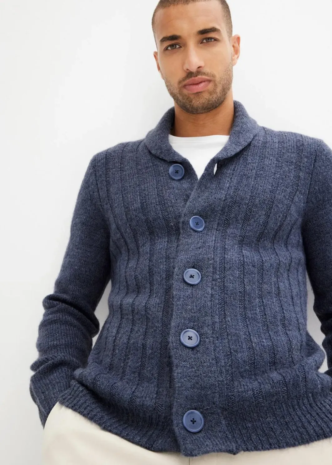Herren bonprix Große Größen|Pullover & Strickjacken|Strickjacke mit Rippenmuster