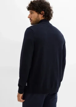 Herren bonprix Große Größen|Basics|Strickjacke mit Stehkragen und recycelter Baumwolle