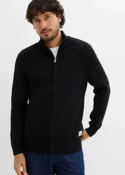 Herren bonprix Pullover & Strickjacken|Basics|Strickjacke mit Stehkragen und recycelter Baumwolle