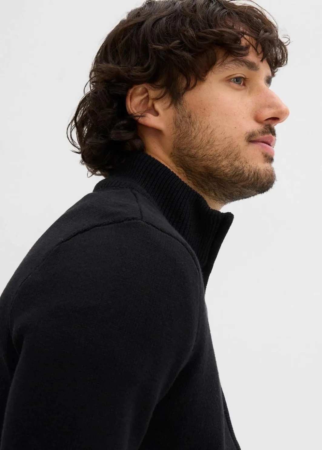 Herren bonprix Pullover & Strickjacken|Basics|Strickjacke mit Stehkragen und recycelter Baumwolle