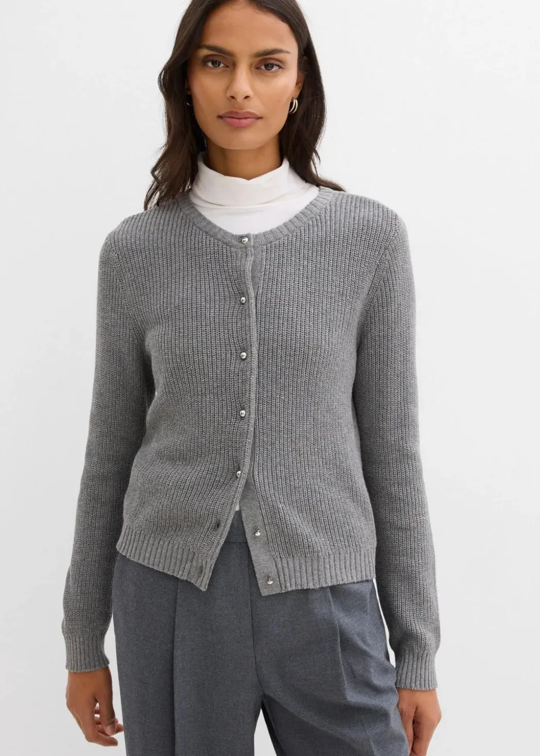 Sale Strickjacke mit Zierknöpfen aus Woll-Mix Damen Bekleidung·Umstandsmode|Strickmode