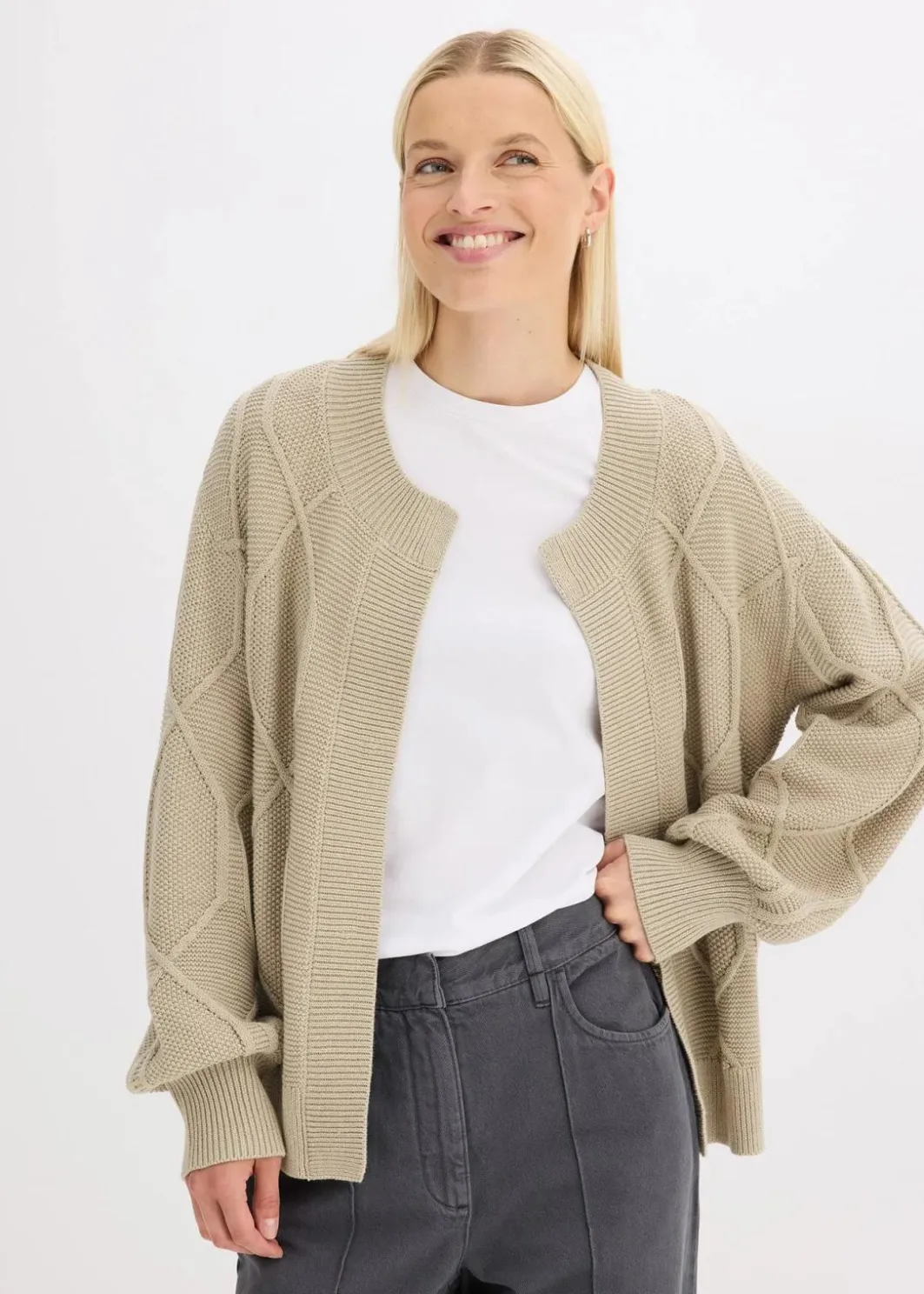 Damen bonprix Bekleidung·Umstandsmode|Bekleidung·Jeans|Strickjacke mit Zopfmuster