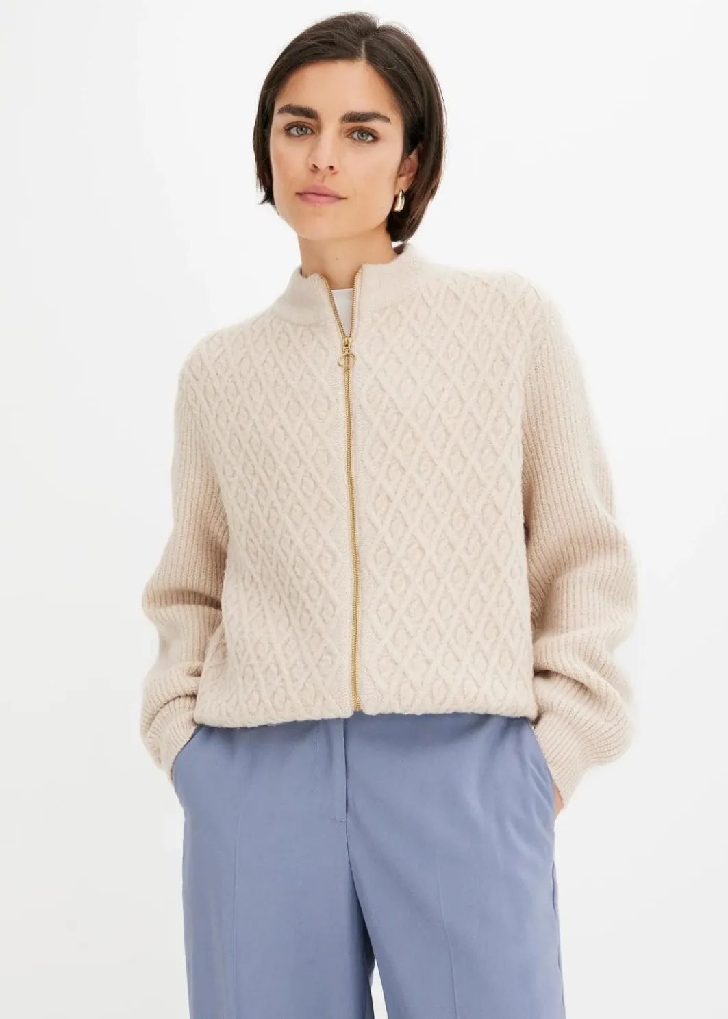 Damen bonprix Bekleidung·Umstandsmode|Bekleidung·Jeans|Strickjacke mit Zopmuster