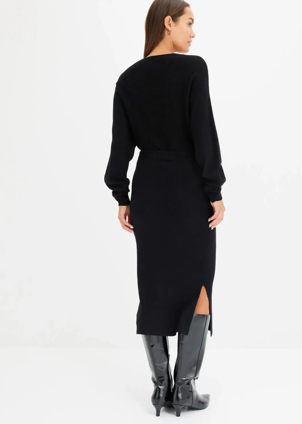 Damen bonprix Kleider|Strickmode|Strickkleid aus fließendem Viskose-Mix