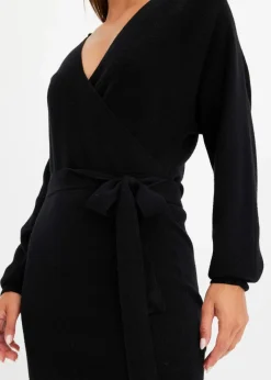 Damen bonprix Kleider|Strickmode|Strickkleid aus fließendem Viskose-Mix