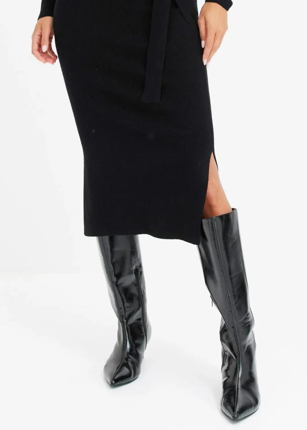 Damen bonprix Kleider|Strickmode|Strickkleid aus fließendem Viskose-Mix