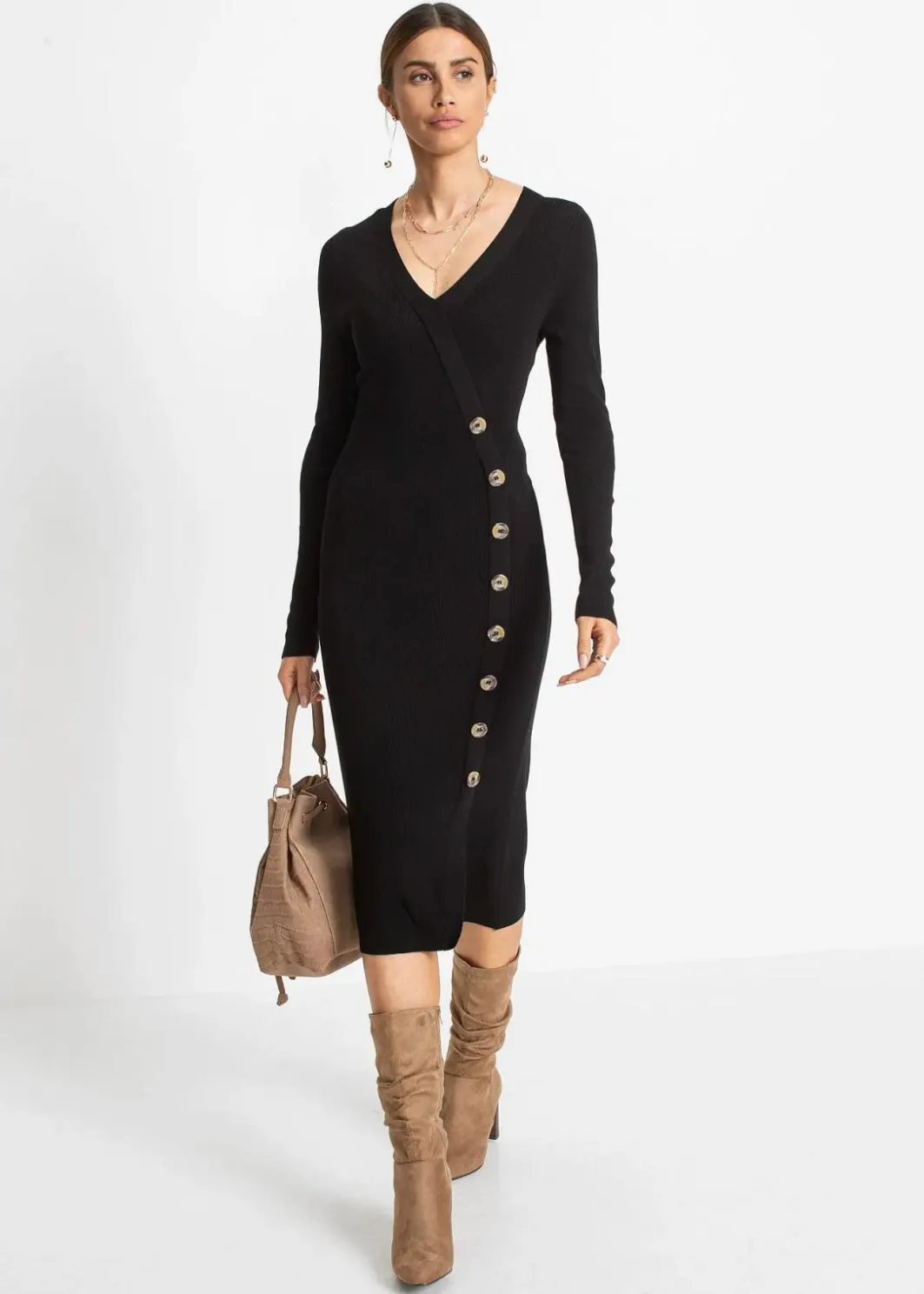 Damen bonprix Bekleidung·Umstandsmode|Bekleidung·Pullover & Strickjacken|Strickkleid aus Viskose-Mix