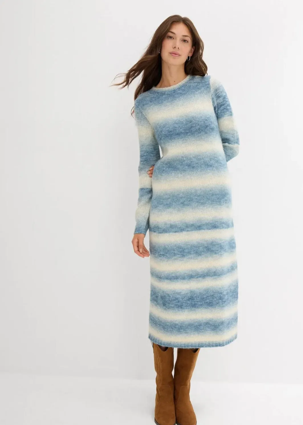 Damen bonprix Kleider|Strickmode|Strickkleid aus weichem Woll-Mix