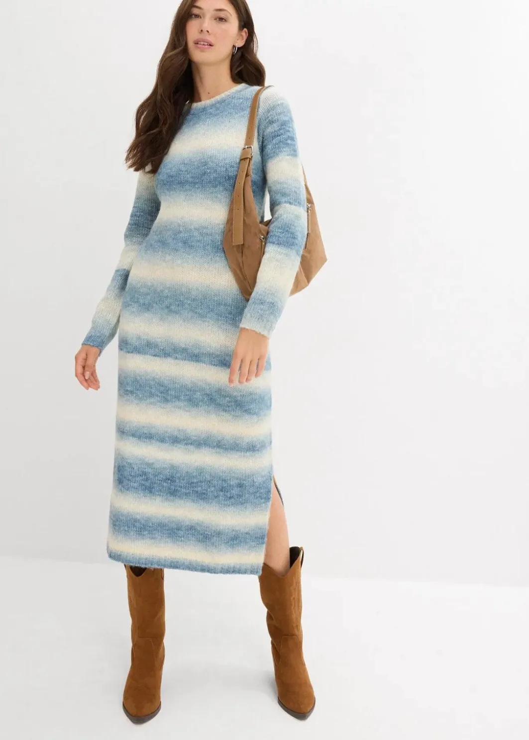 Damen bonprix Kleider|Strickmode|Strickkleid aus weichem Woll-Mix