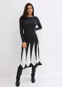 Damen bonprix Bekleidung·Pullover & Strickjacken|Kleider|Strickkleid im Rautendesign