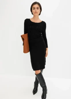 Damen bonprix Bekleidung·Umstandsmode|Strickmode|Strickkleid mit Ajourmuster