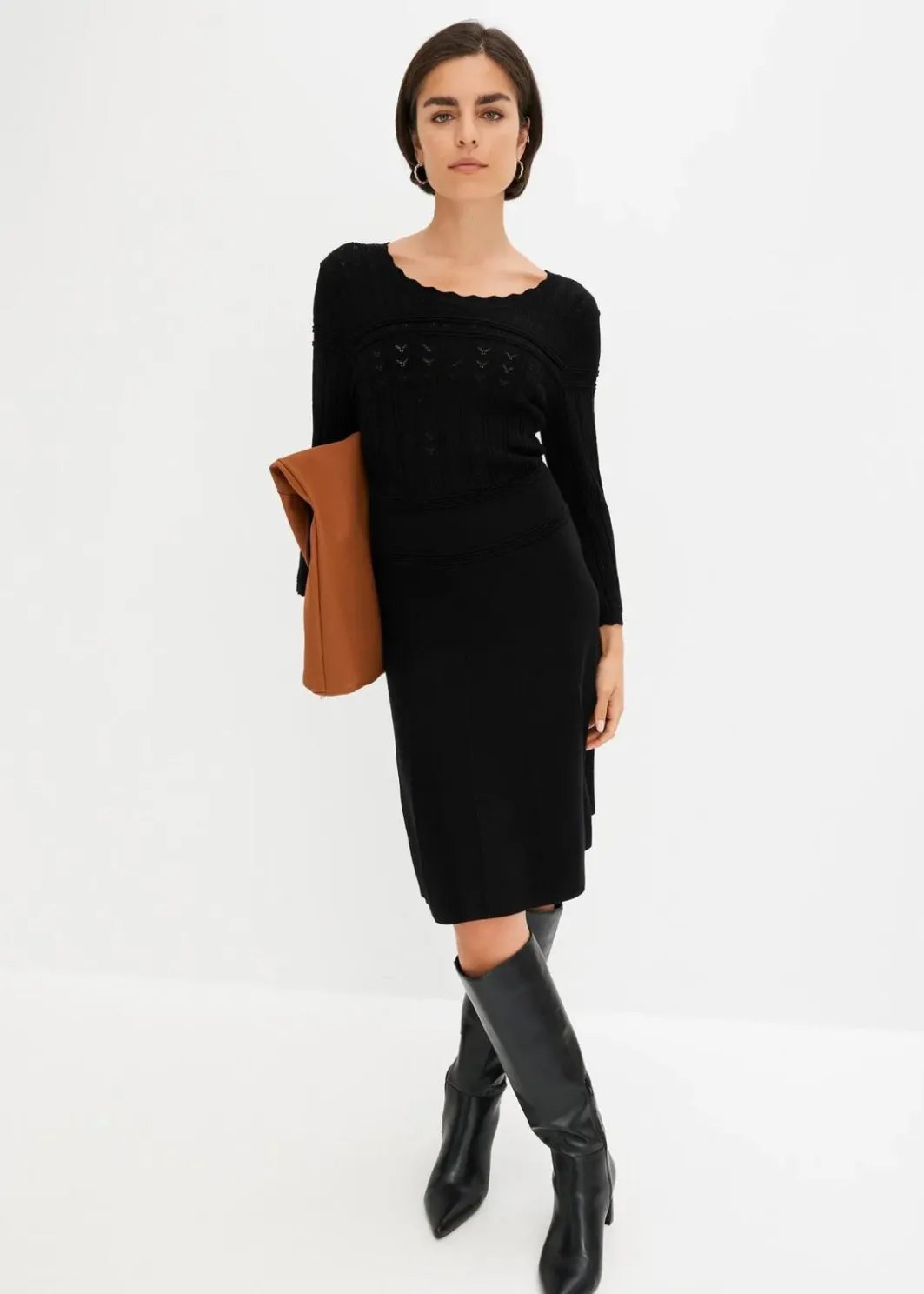Damen bonprix Bekleidung·Umstandsmode|Strickmode|Strickkleid mit Ajourmuster