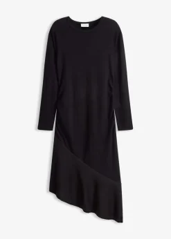 Damen bonprix Bekleidung·Pullover & Strickjacken|Kleider|Strickkleid mit asymmetrischem Saum aus Baumwolle und Kaschmir