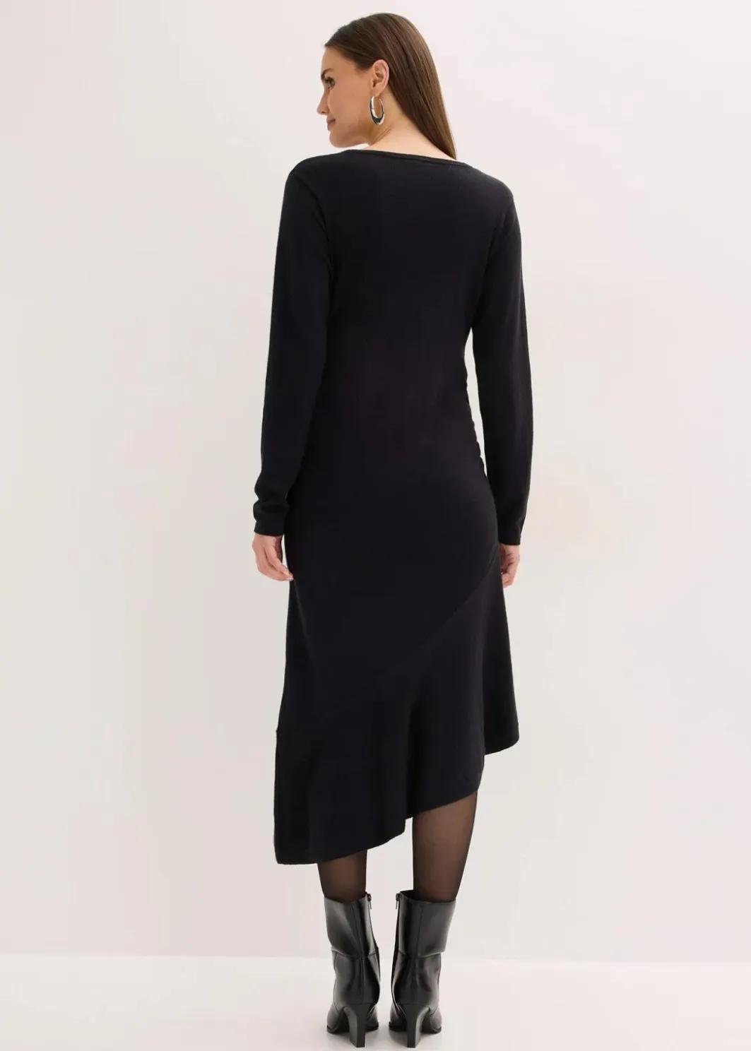 Damen bonprix Bekleidung·Pullover & Strickjacken|Kleider|Strickkleid mit asymmetrischem Saum aus Baumwolle und Kaschmir