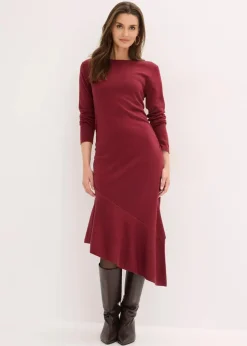 Damen bonprix Bekleidung·Umstandsmode|Bekleidung·Pullover & Strickjacken|Strickkleid mit asymmetrischem Saum aus Baumwolle und Kaschmir