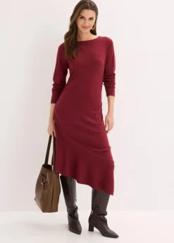 Damen bonprix Bekleidung·Umstandsmode|Bekleidung·Pullover & Strickjacken|Strickkleid mit asymmetrischem Saum aus Baumwolle und Kaschmir
