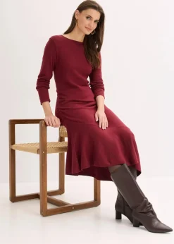 Damen bonprix Bekleidung·Umstandsmode|Bekleidung·Pullover & Strickjacken|Strickkleid mit asymmetrischem Saum aus Baumwolle und Kaschmir