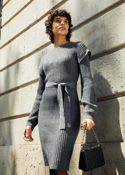Hot Strickkleid mit Bindeband Damen Strickmode|Kleider