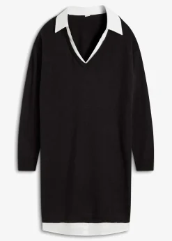 Damen bonprix Bekleidung·Umstandsmode|Bekleidung·Pullover & Strickjacken|Strickkleid mit Blusen-Einsatz