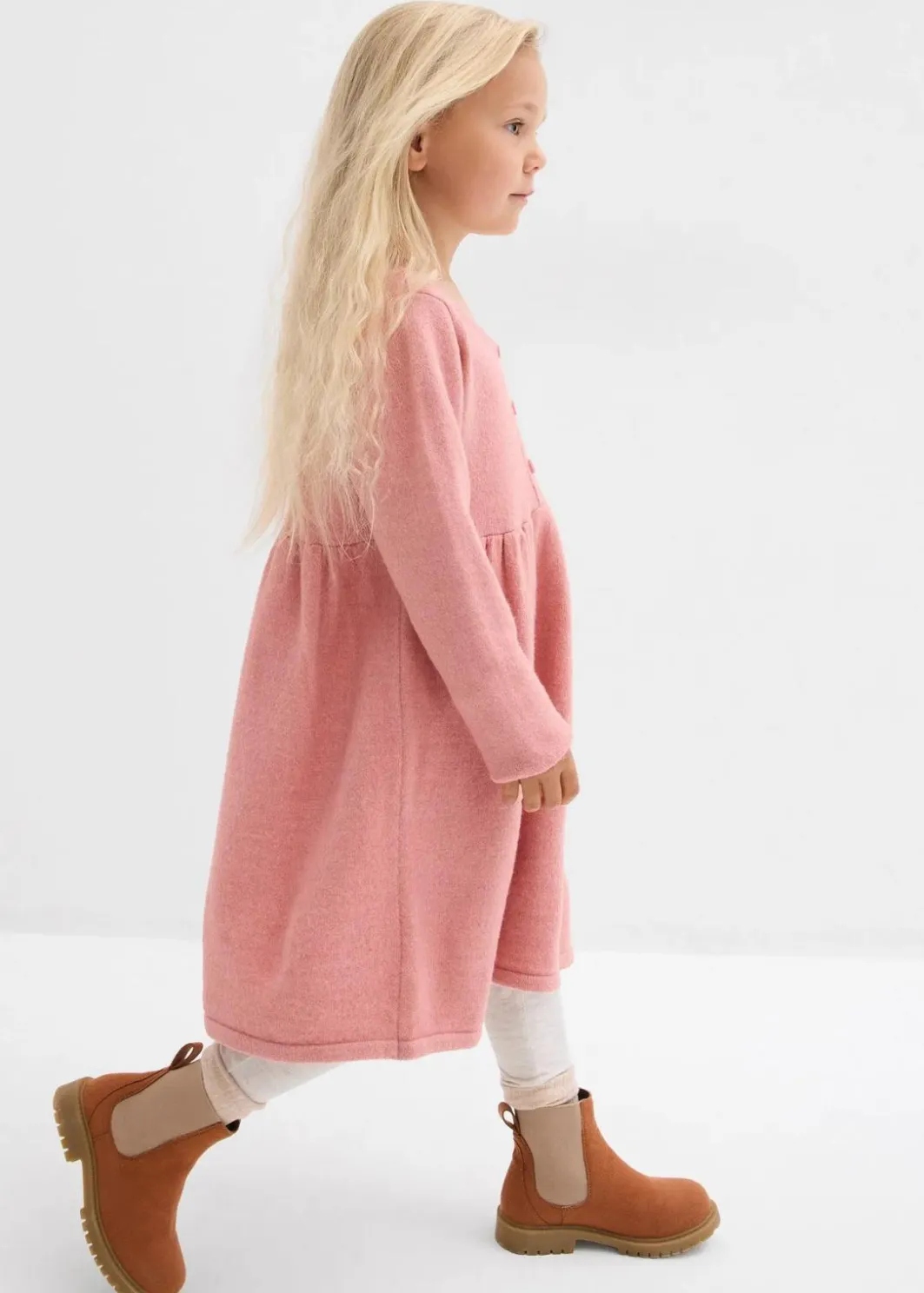 New Strickkleid mit dekorativer Knopfleiste Kinder Mädchen 2-8 Jahre·Kleider & Röcke