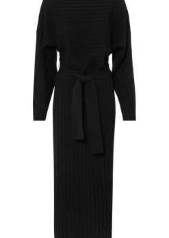 Damen bonprix Kleider|Strickkleid mit Gürtel (2-tlg.Set)