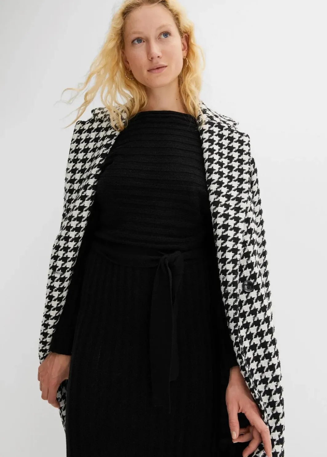 Damen bonprix Kleider|Strickkleid mit Gürtel (2-tlg.Set)